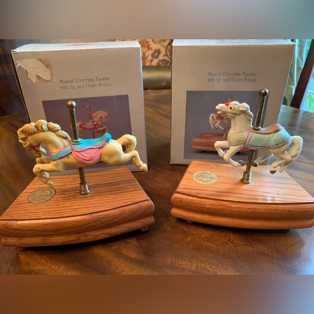 Musical Porcelain Carousel Horses
